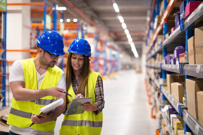 Warehouse safety inspection Pakistan by CEAF TECH assessing storage racks, forklifts, and warehouse safety systems.